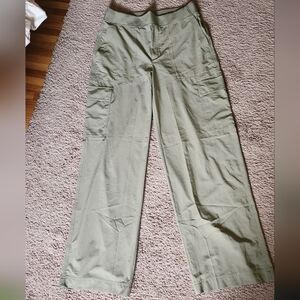 ATHLETA Brooklyn Heights High Rise Cargo Pant 10 TALL Olive Branch Wide Leg